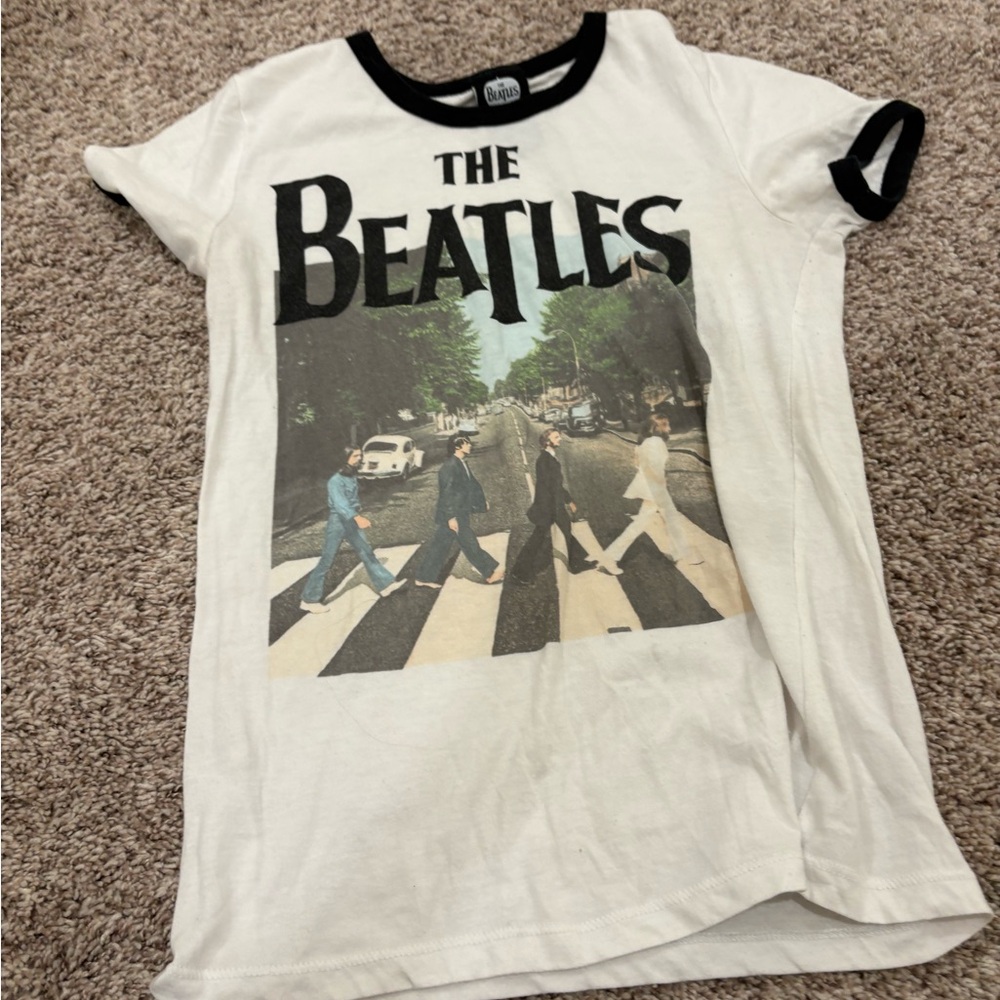 The Beatles White and Black Abbey Road Ringer Tee